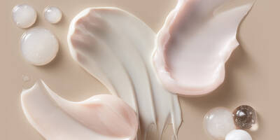 Skincare formula swatches to show steps for a skincare routine