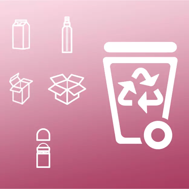 Diagram showing how to recycle beauty products, skincare, makeup and perfume from Lancome.
