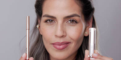 Lip look recreated with Lancome Lip Idole Hydrating Lip Balm and Lip Shaper Lip Pencil lip combo