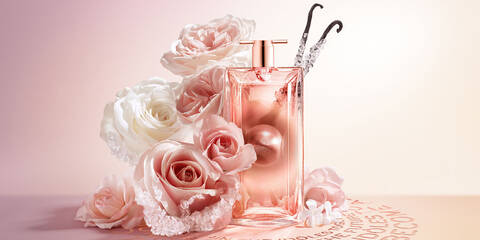 Lancome Idole Aura Eau de Parfum with perfume notes of roses and vanilla bean.