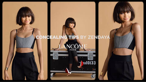 Zendaya poses in gym wear as she shares makeup and concealer tips and tricks.