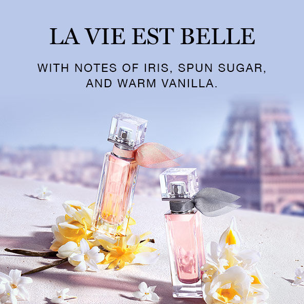 La vie est belle. With notes of iris, spun sugar and warm vanilla. A fragrance sure to bring a smile wherever you go. Shop now. 