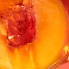 Close-up of a cut peach.