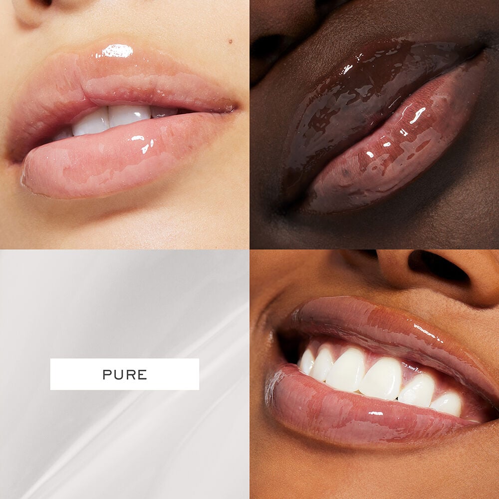 Juicy Tubes Lip Gloss on 3 different skin tones for comparison 