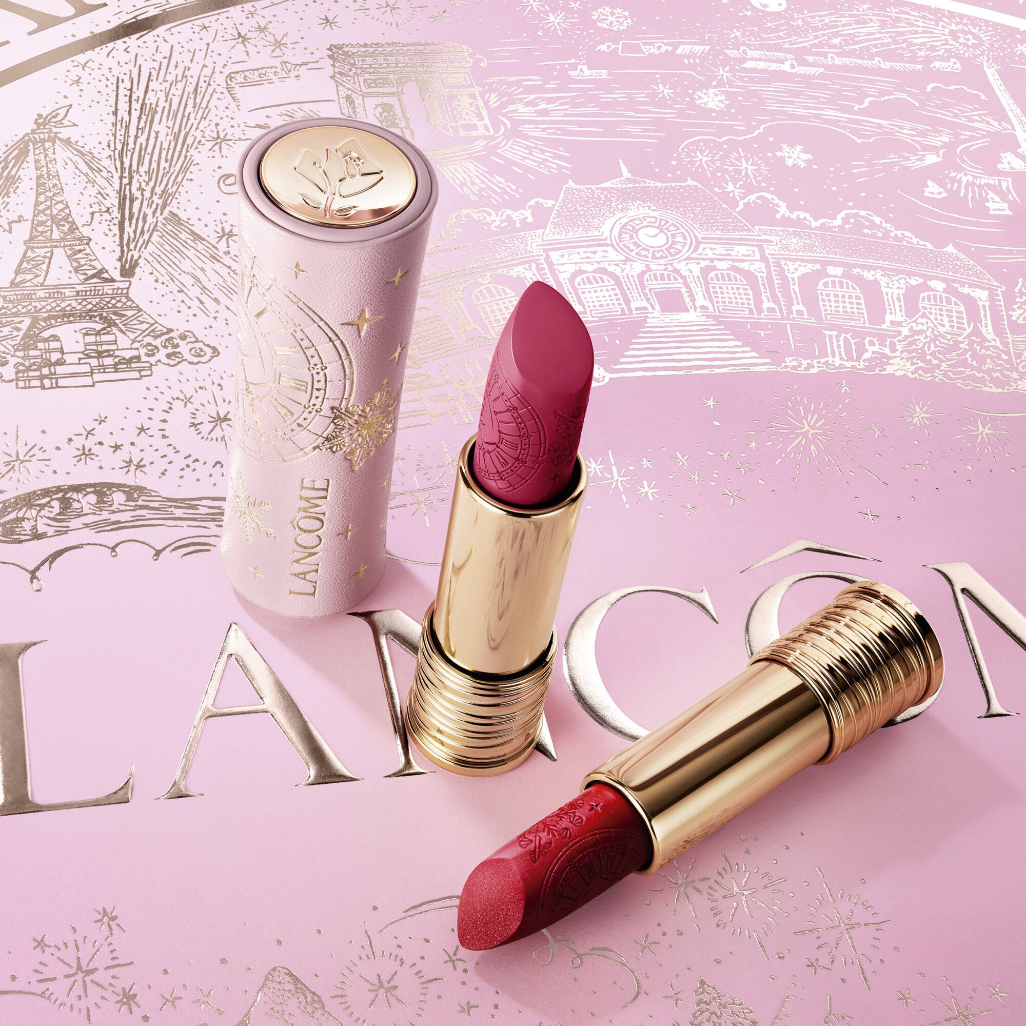 L'Absolu Rouge Drama Matte Lipstick Holiday Limited Edition 025 PINK EXPRESS and 296 SHIMMERY DRAMAPHORIA 