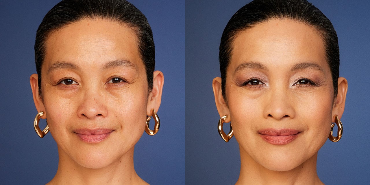 Soft glam eye makeup tutorial before and after for comparison